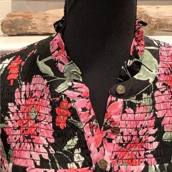 #151 Stunning Draper James RSVP Floral Print Button Up Blouse Sz Medium - Picture 6 of 9